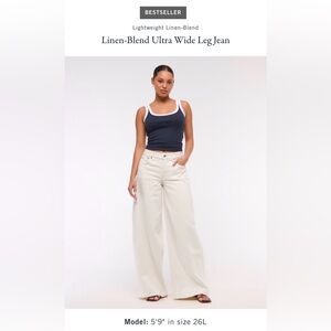 Abercrombie & Fitch Linen-Blend Ultra Wide Leg Jeans